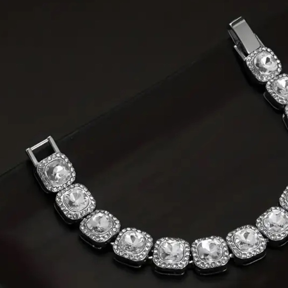 - Stackable Full Crystal 13mm cushion cut with halo Tennis Chain Bracelet
… - Picture 5 of 13
